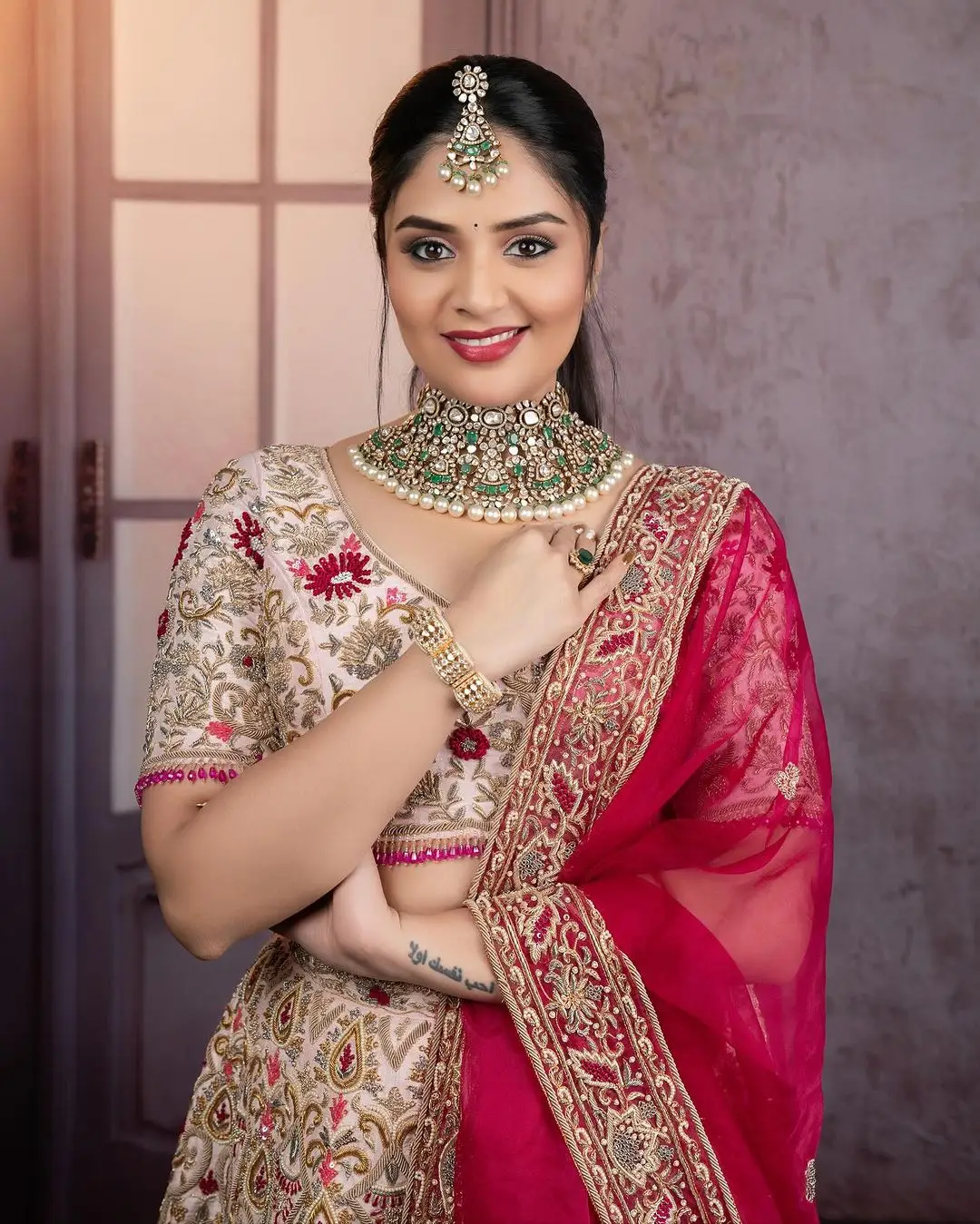 ETV Actress Sreemukhi in Pink Lehenga Choli